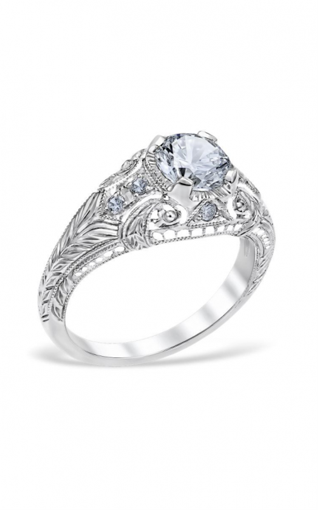 Romanesque Arcade Vintage Gold & Diamond Filigree Engagement Ring Semi-Mount