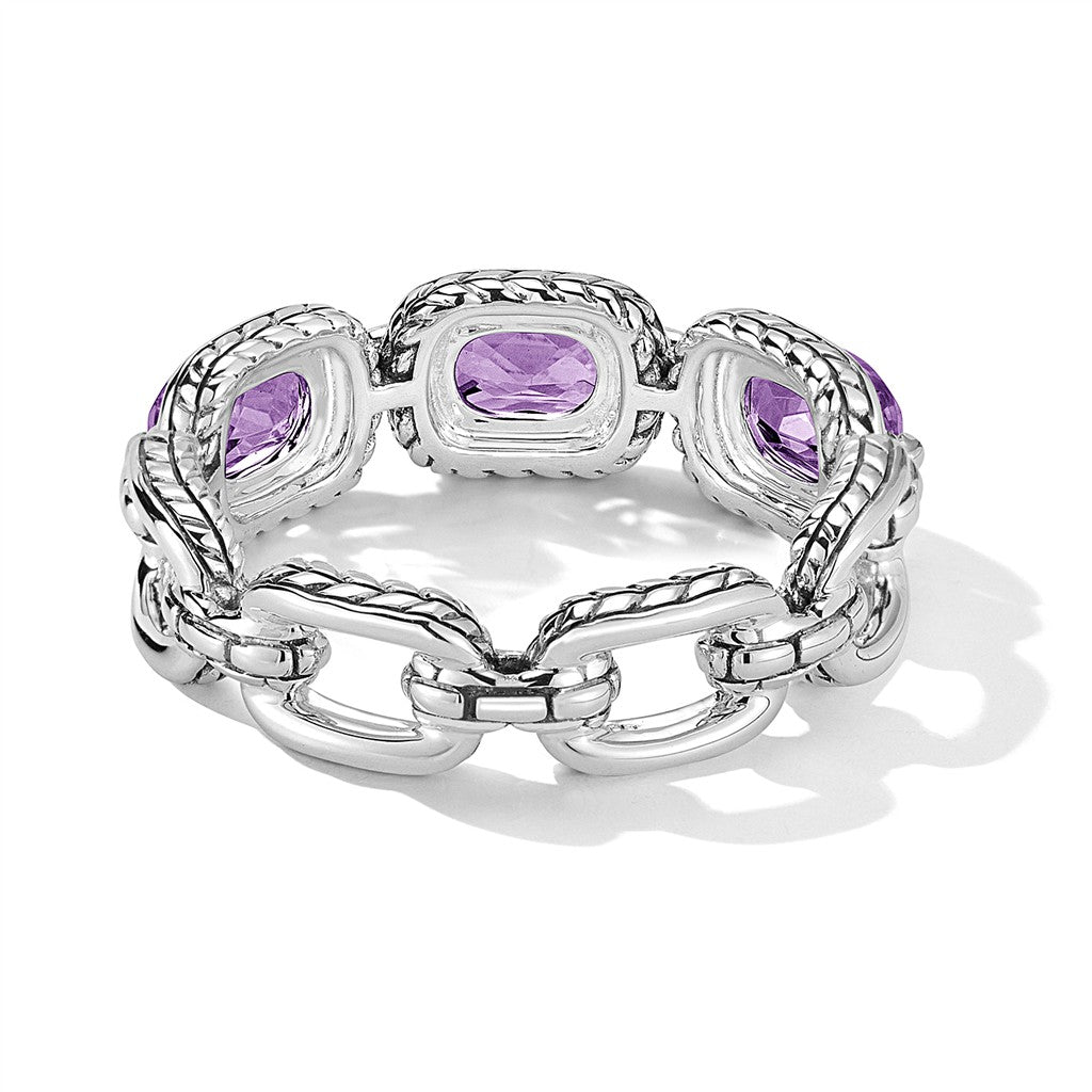 JAI Sterling Silver Statement Link & Multi Gemston | Silver Rings