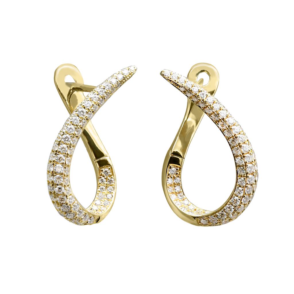 18K Yellow Gold Curved Offset Hinged Inside-Out Earrings – Timeless Elegance