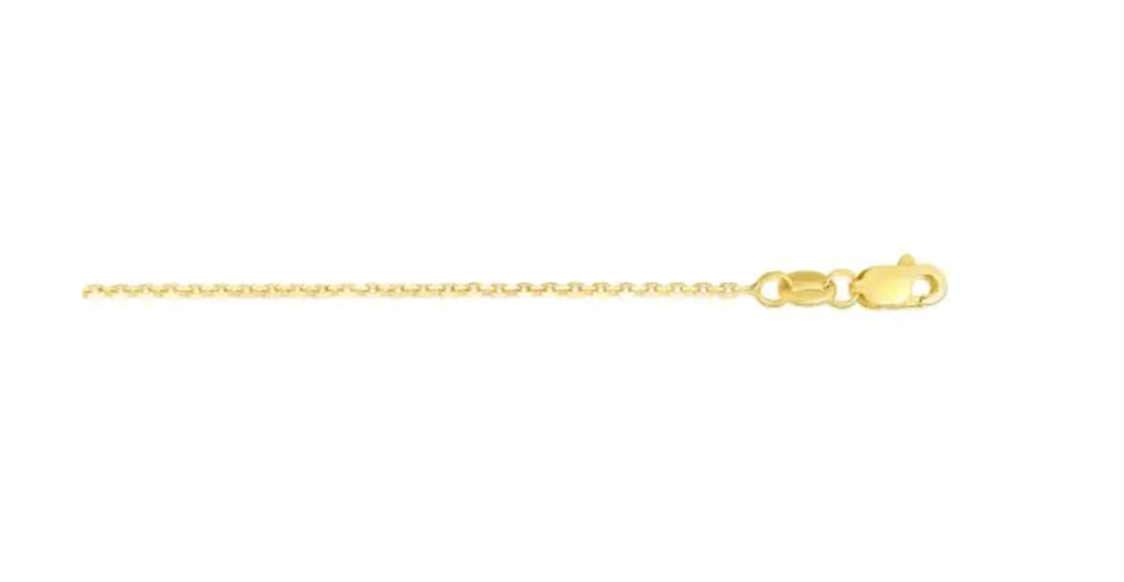 14K Yellow Gold 18" Diamond-Cut Cable Chain with Lobster Clasp