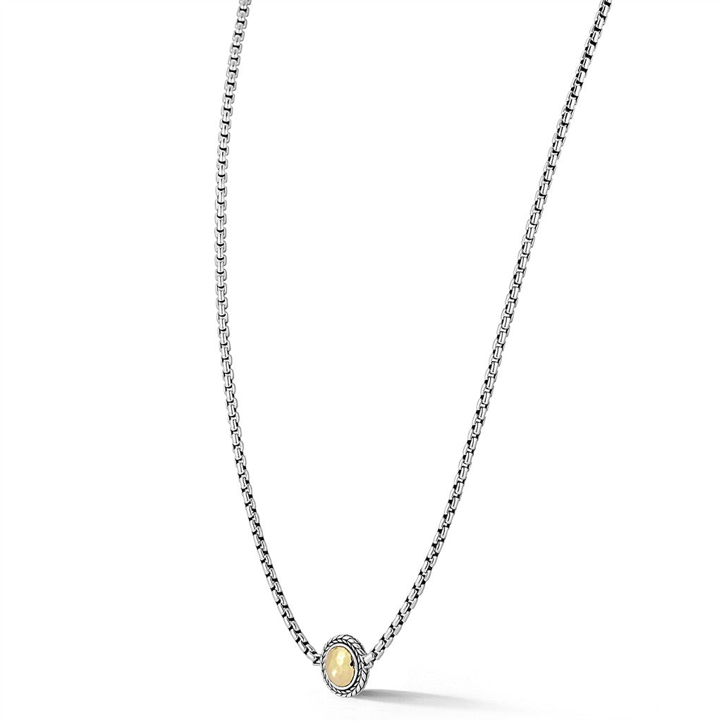 JAI Sterling Silver & 14K Gold Hammered Disk 3.7mm | Silver Necklaces