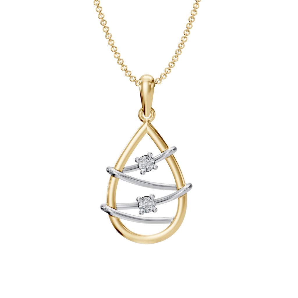 10K Two-Tone Diamond Teardrop Heart Strings Pendant – .10CTW – Parker Jewelers Carlisle PA