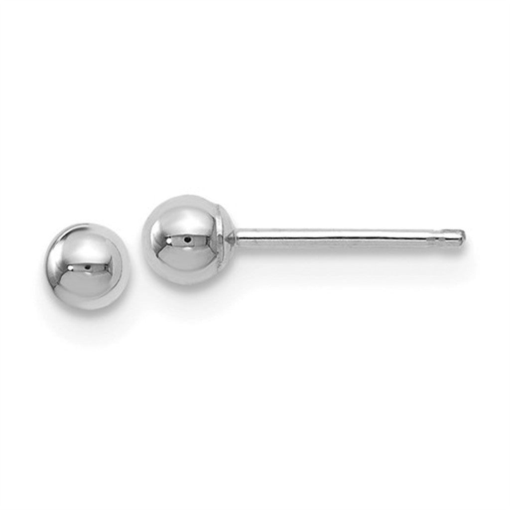 Classic 14K White Gold 3MM Ball Stud Earrings