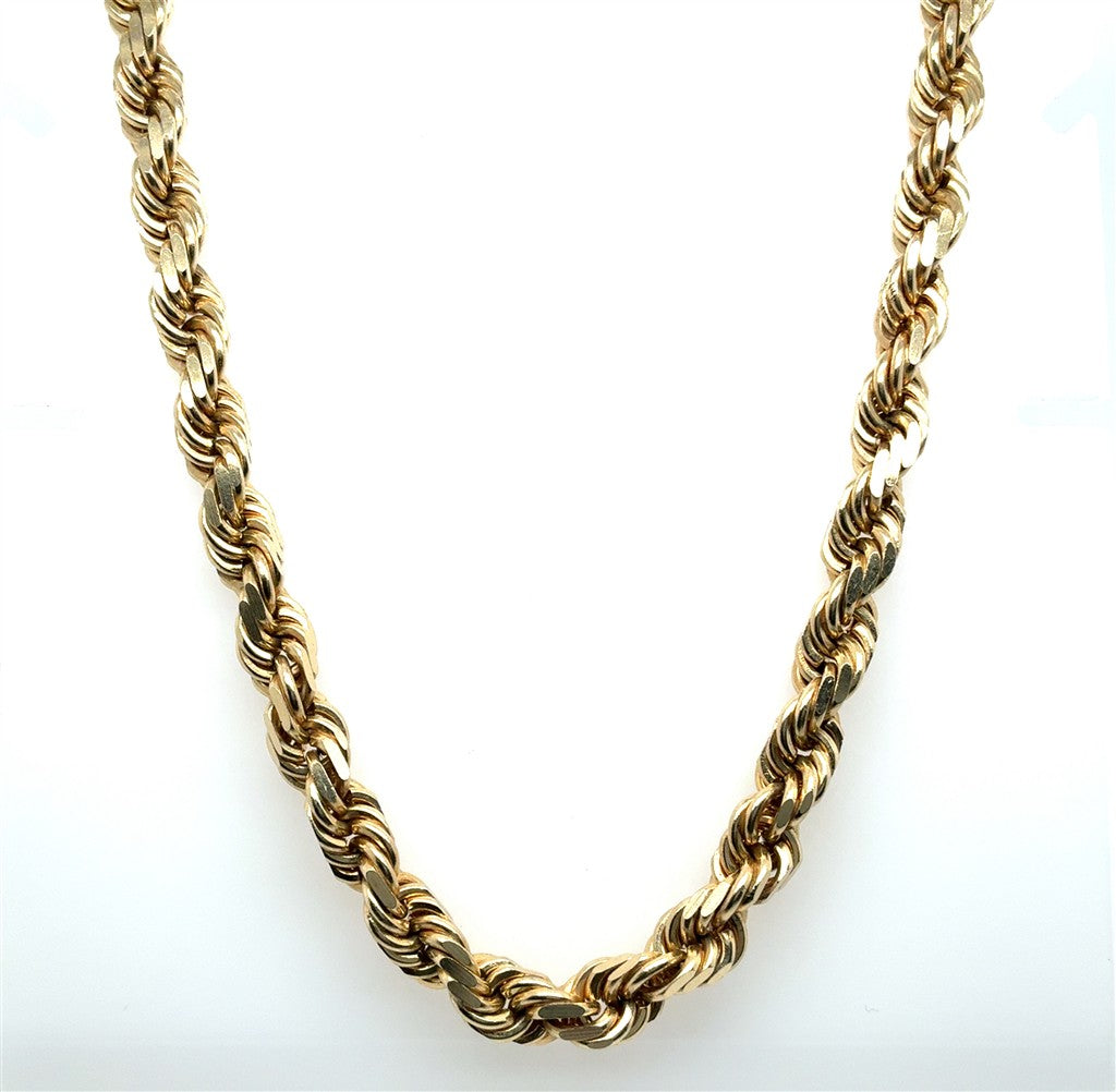 14K Yellow Gold Heavy Estate Rope Chain – 22"