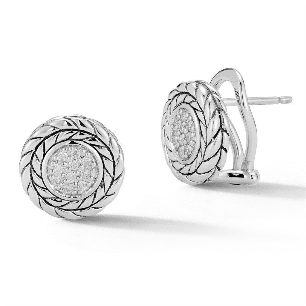 JAI Sterling Silver Diamond Stud Earrings with Box | Silver Earrings