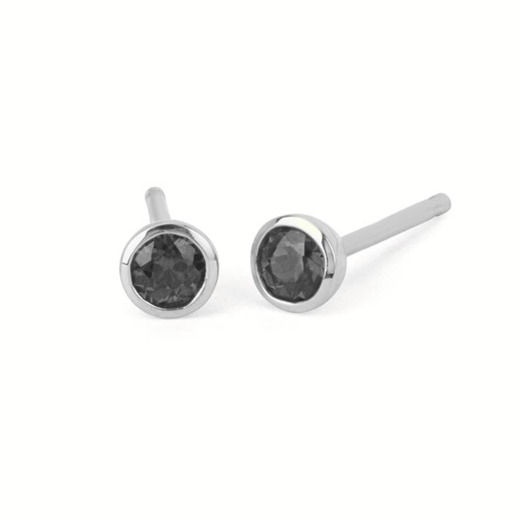 Created Sapphire Bezel Birthstone Stud Earrings