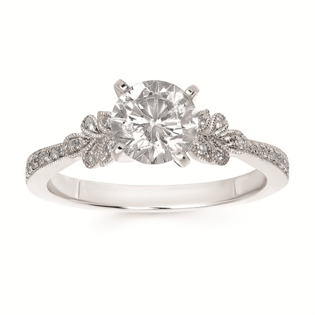 Forever Elegant® 1/10 Ctw. Diamond Semi Mount with 1 Ct. Round Center Diamond in 14K Gold