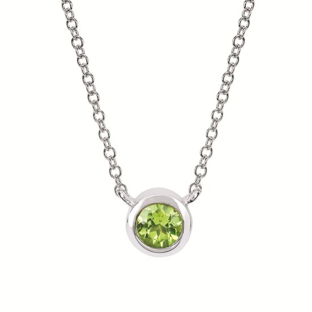 Parker Jewelers - Peridot Bezel Birthstone Pendant with 18" Chain