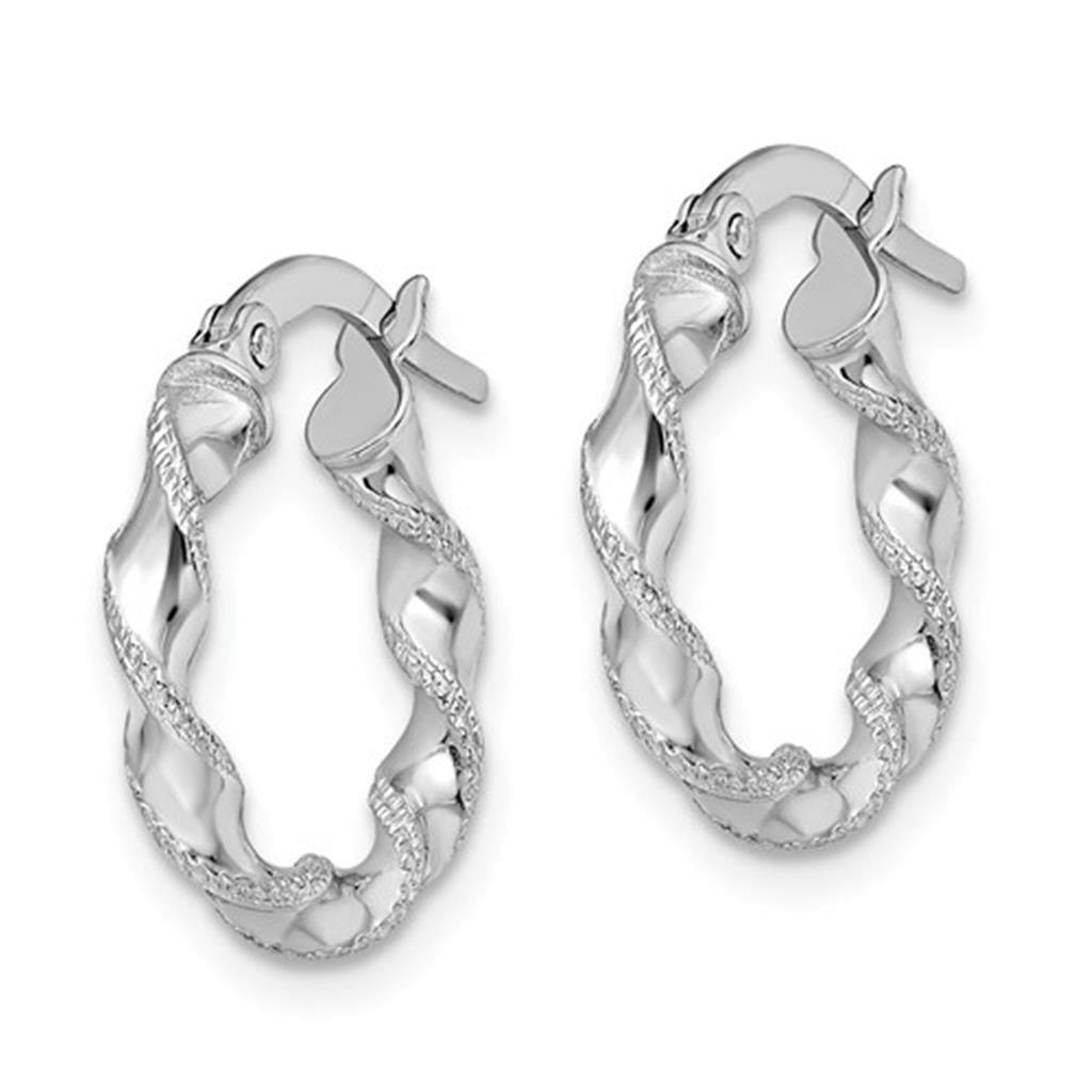 14KT White Gold Twisted Hoop Earrings – Timeless Elegance