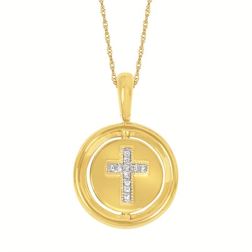 14K Yellow Gold Reversible Diamond Round Pendant – .25CTW