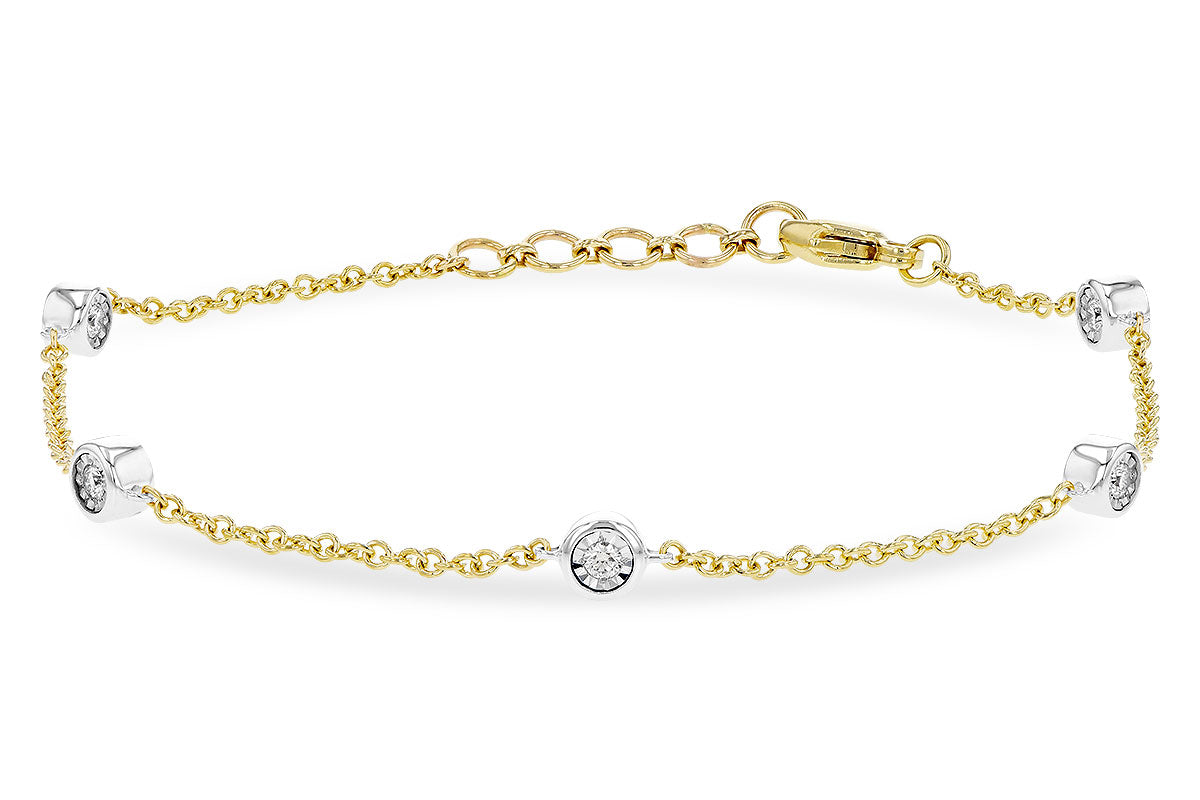 14K Two-Tone .25CTW Natural Diamond Illusion Bezel Bracelet – 7.25"