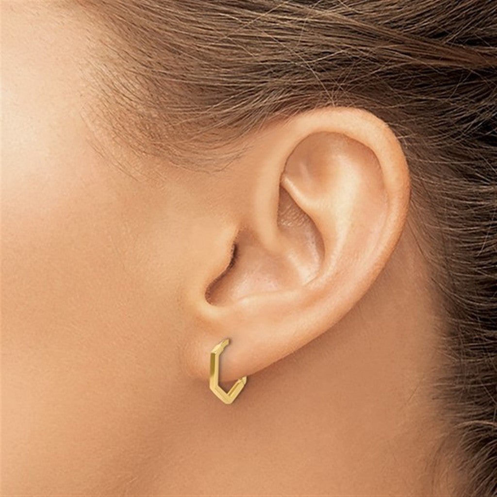 Elegant 14K Yellow Gold Polished Geometric Hoop Earrings