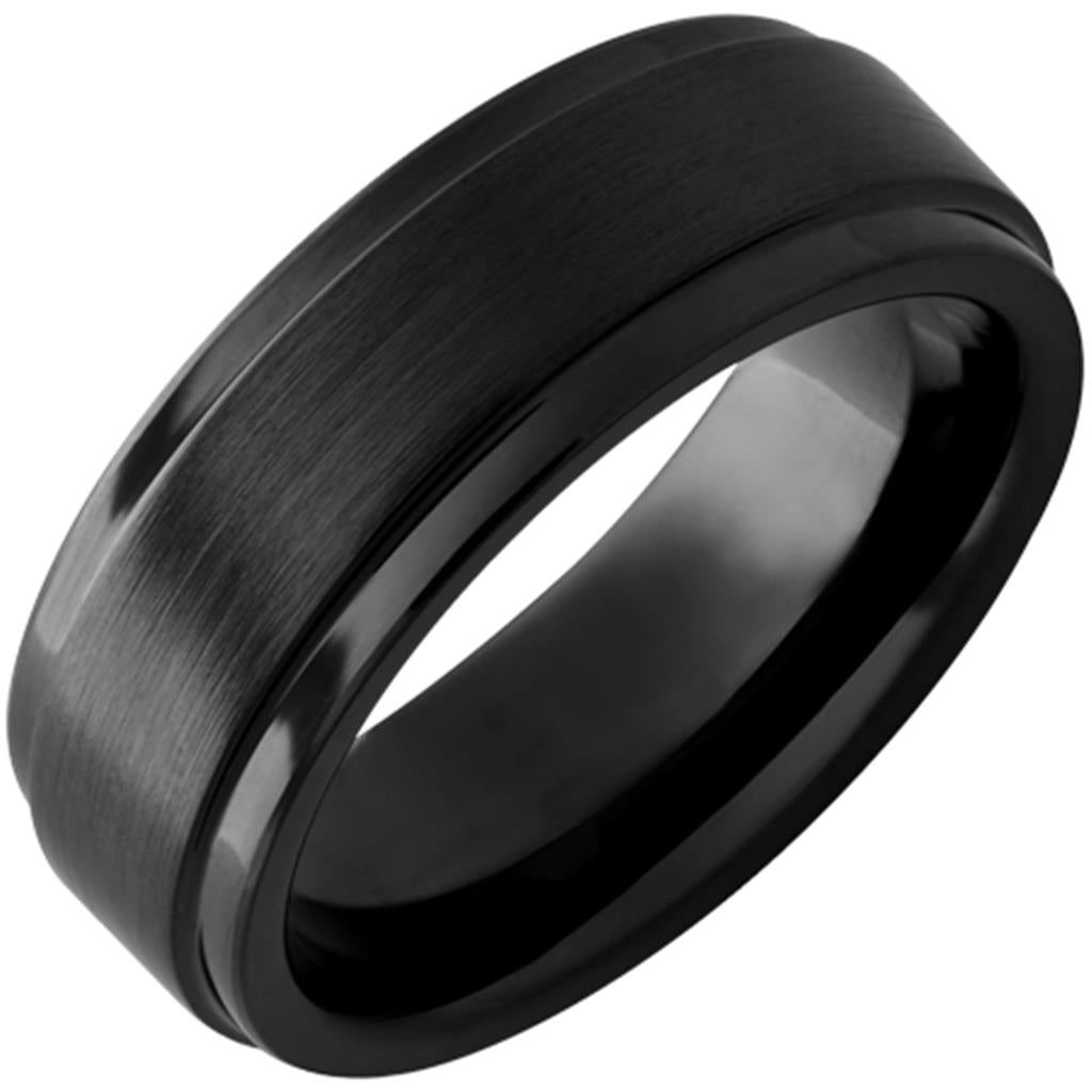 8MM Black Ceramic Satin Wedding Band – Sleek & Modern