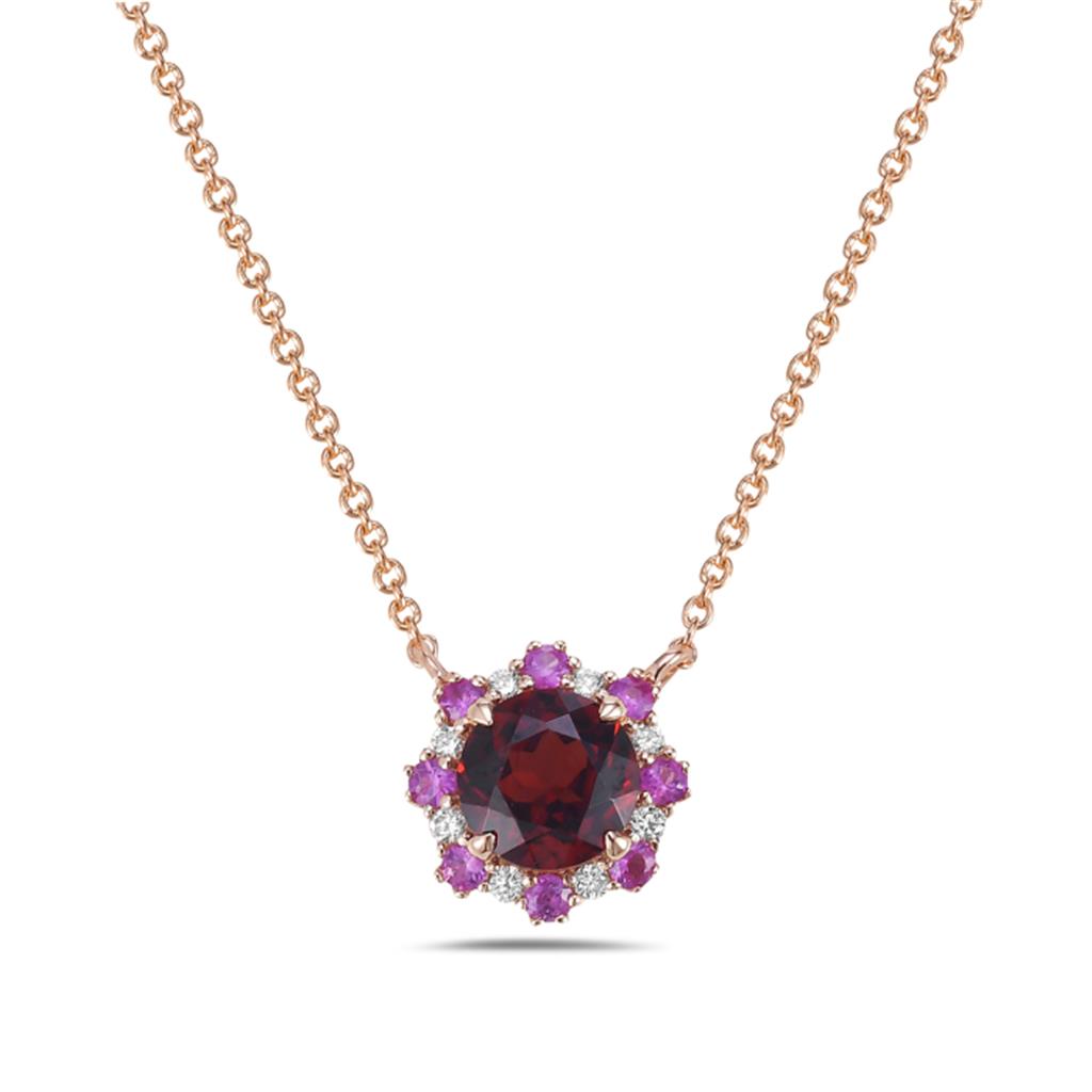 14 Karat Rose Gold Garnet Necklace