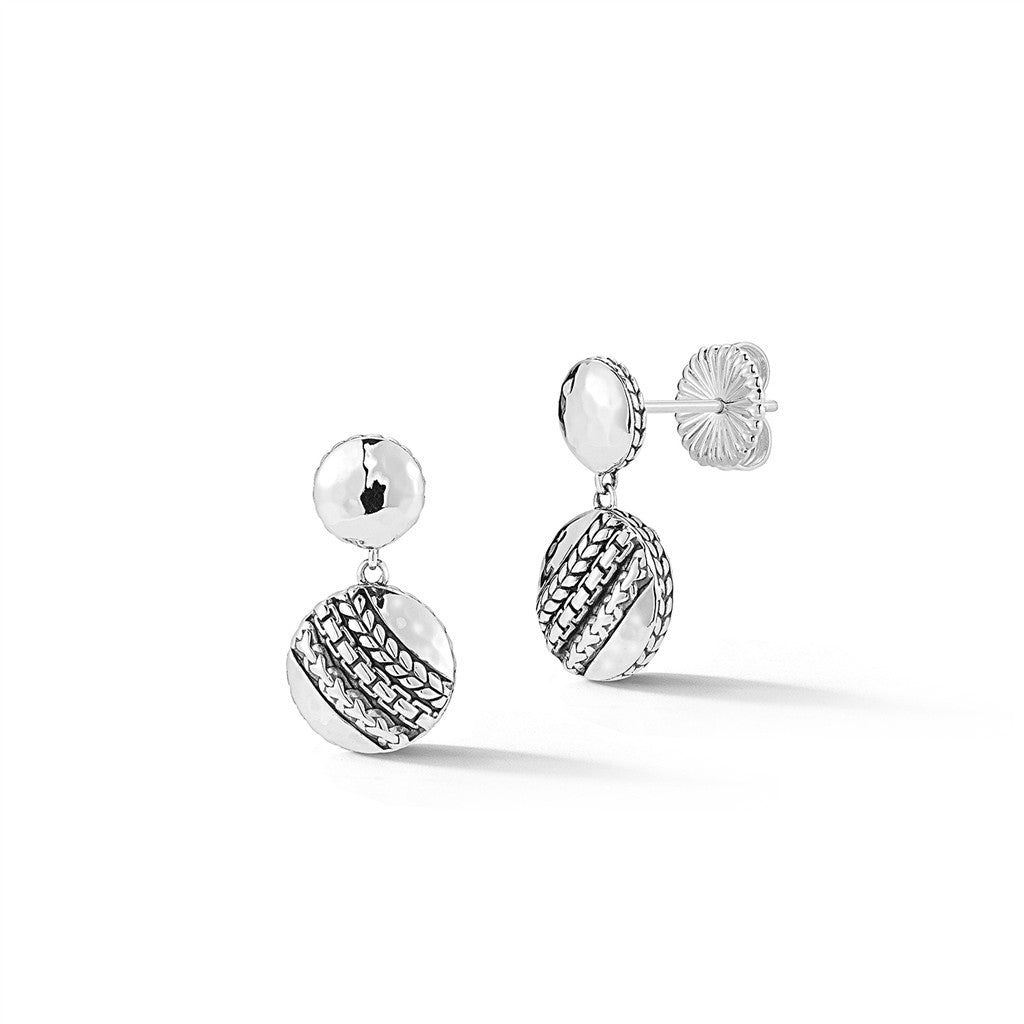 JAI Sterling Silver Master Artisan Textured & Hamm | Silver Earrings
