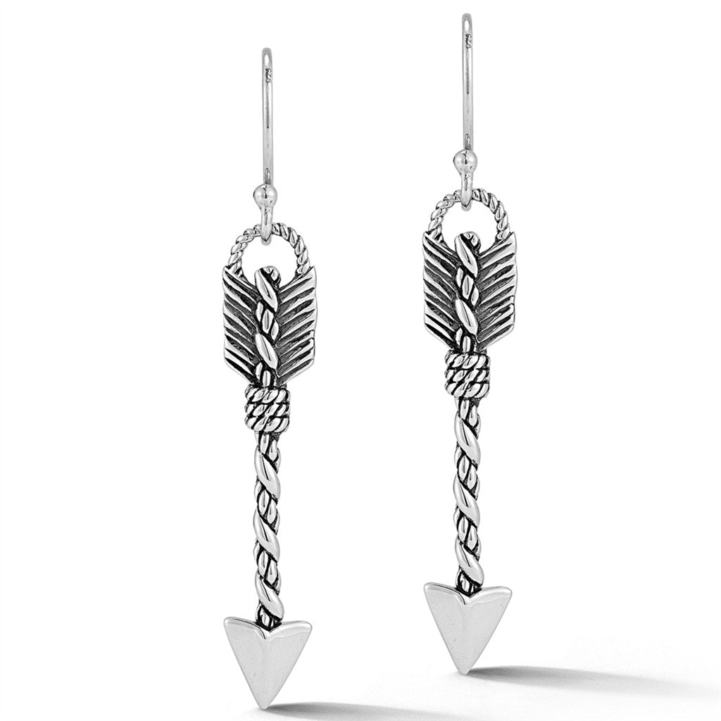 JAI Sterling Silver Arrow Drop Earrings with Frenc | Silver Earrings