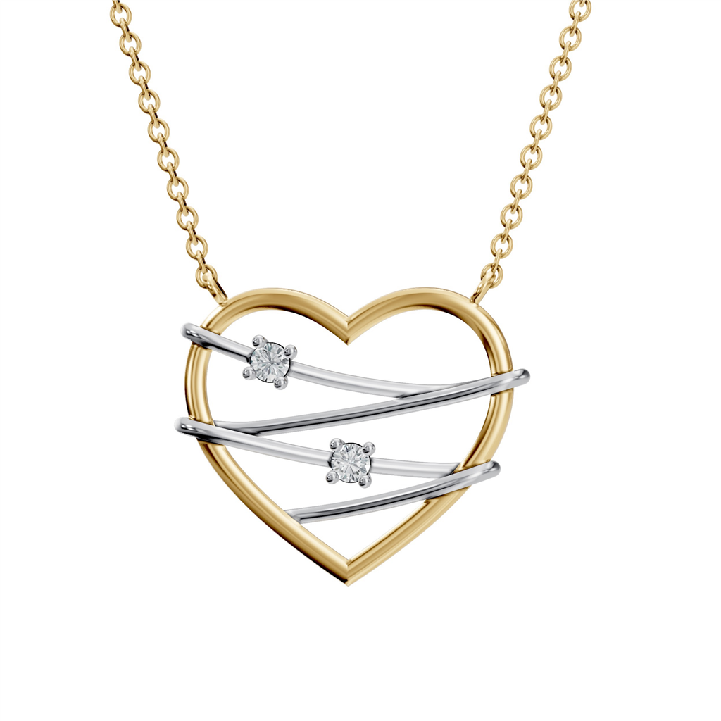 10K Two-Tone Diamond Heart Strings Pendant – .10CTW