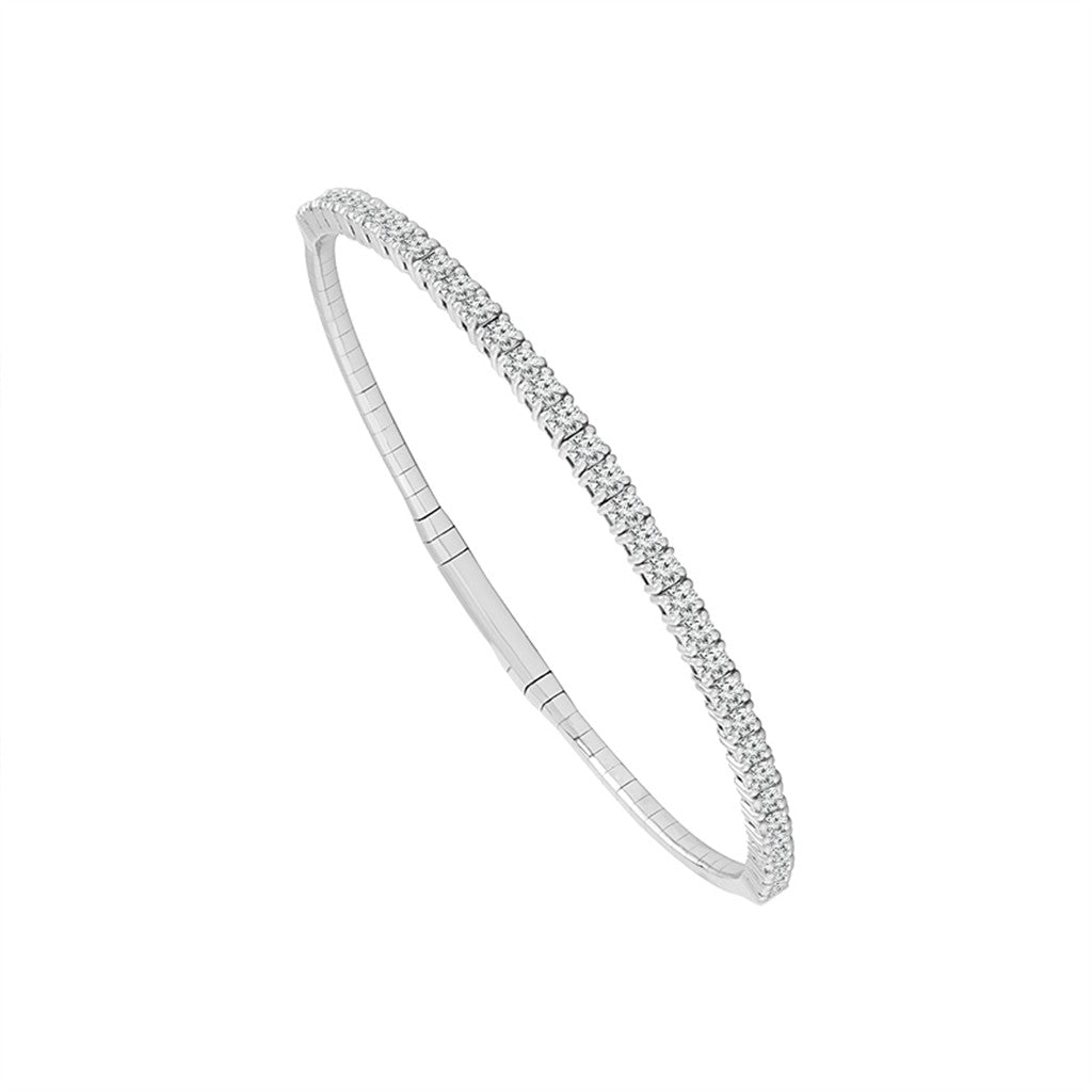 14K White Gold 2CTW Natural Diamond Flexie Bangle