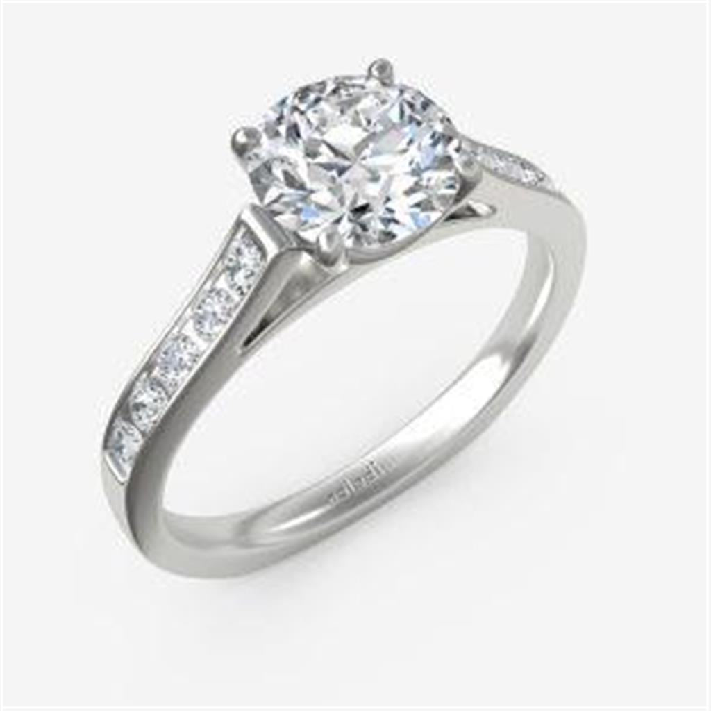 Diamond Channel Cathedral with Euro Shank and Peg Head Engagement Ring Semi-Mount
