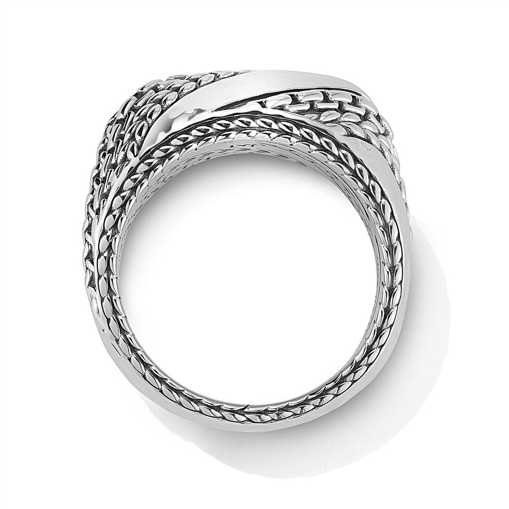 JAI Sterling Silver Modern Artisan Hammered & Text | Silver Rings