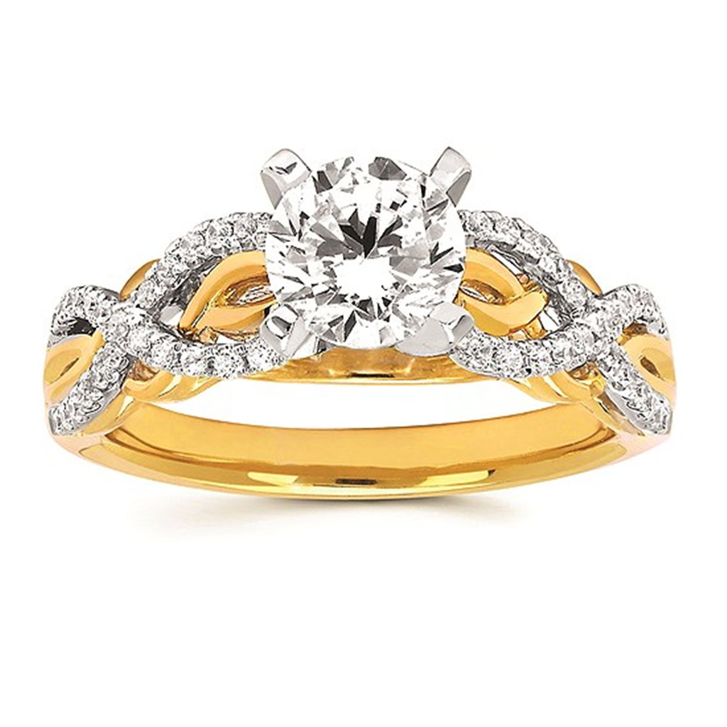 Forever Elegant® 3/8 Ctw. Diamond Semi Mount with 1 Ct. Round Center Diamond in 14K Gold