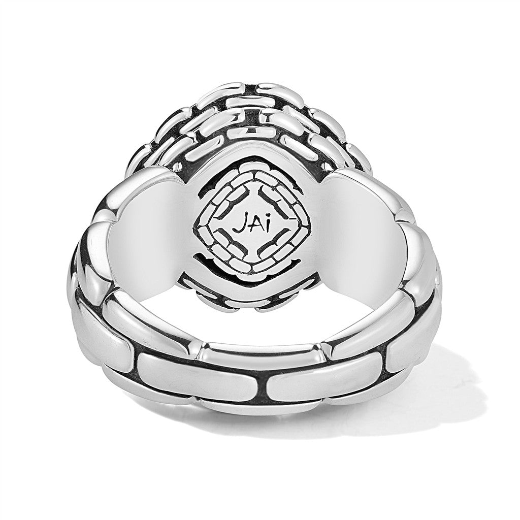 JAI Sterling Silver & 14K Gold Hammered with Box C | Silver Rings
