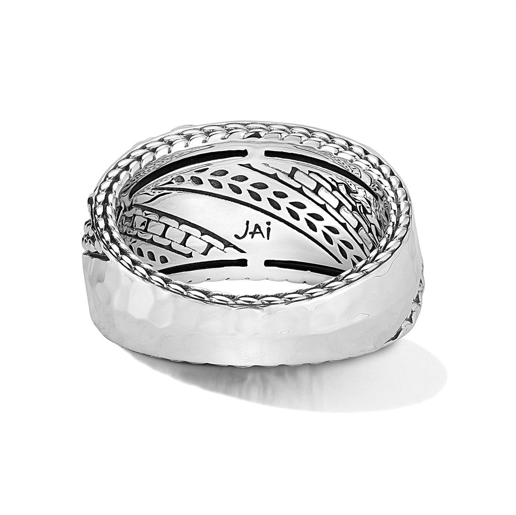 JAI Sterling Silver Modern Artisan Hammered & Text | Silver Rings