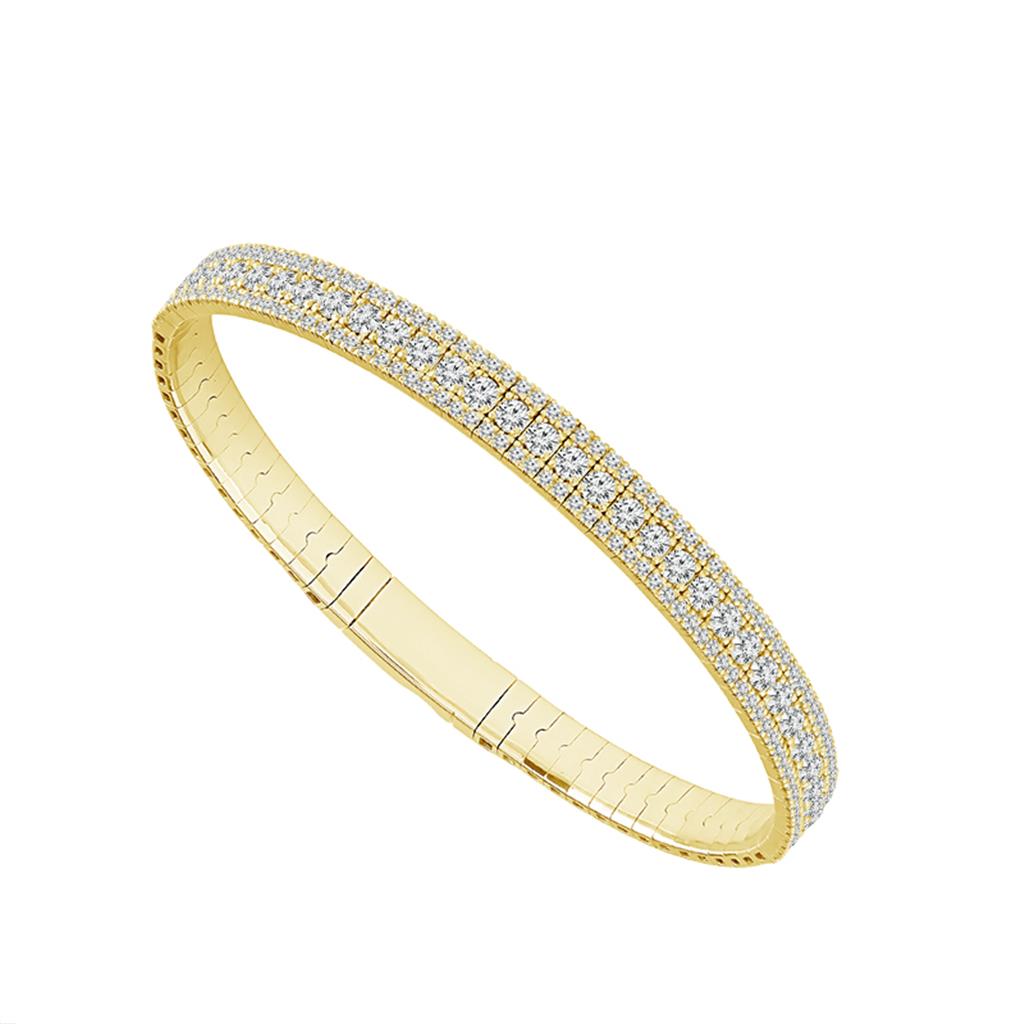 14K Yellow Gold 2.90CTW Diamond Flexie Bangle