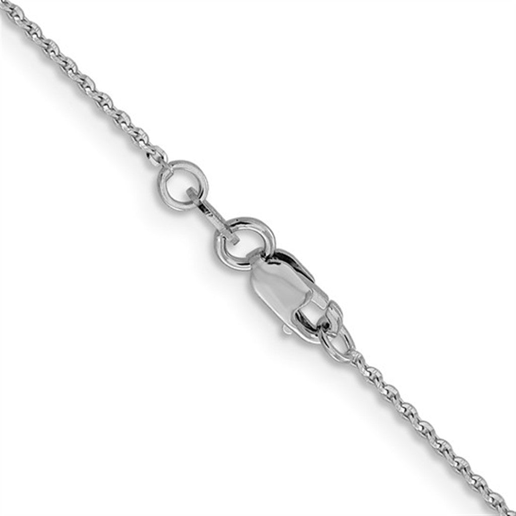 14K White Gold 18" 1.5MM Oval Cable Link Chain – Lobster Clasp