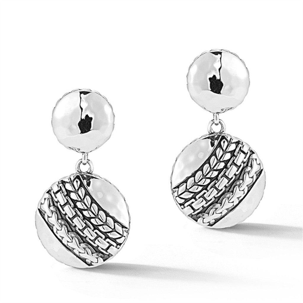 JAI Sterling Silver Master Artisan Textured & Hamm | Silver Earrings