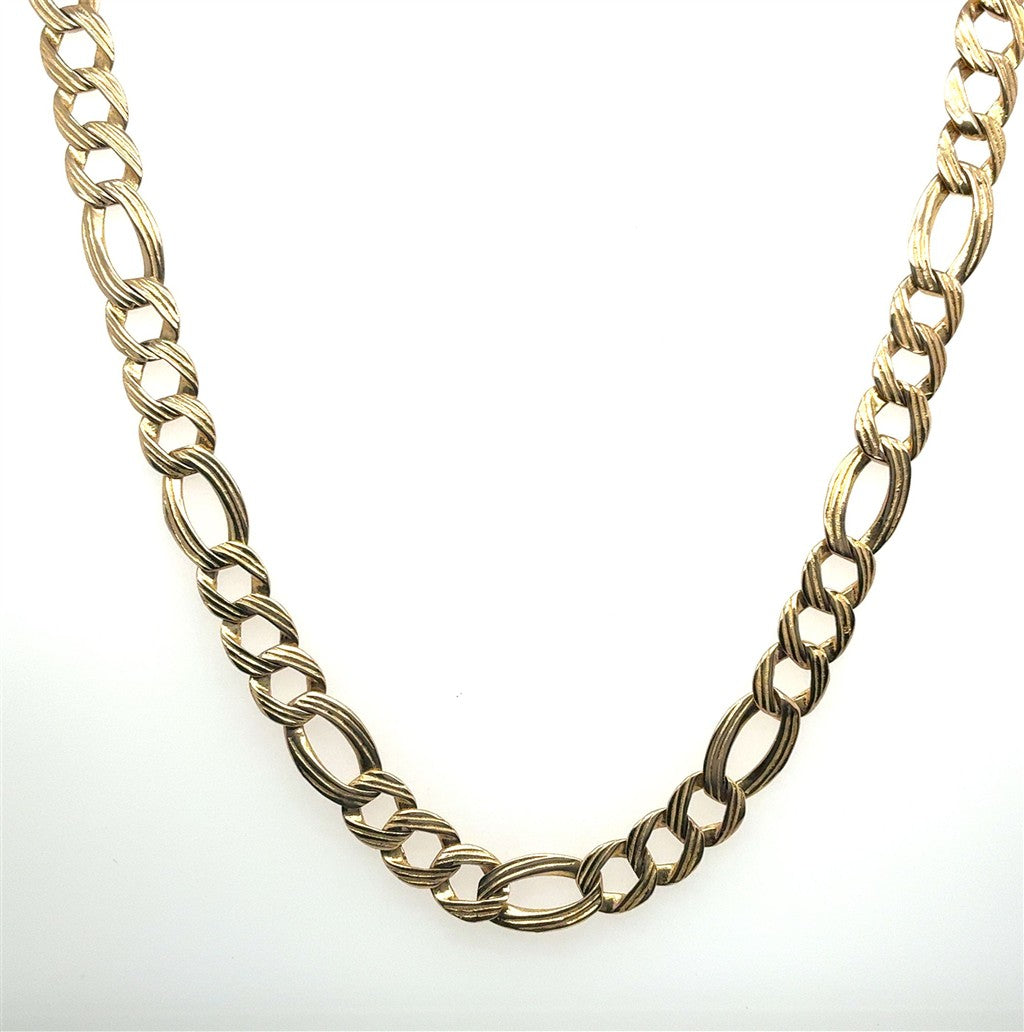 14K Yellow Gold Figaro Chain with Lobster Clasp, 17.6g