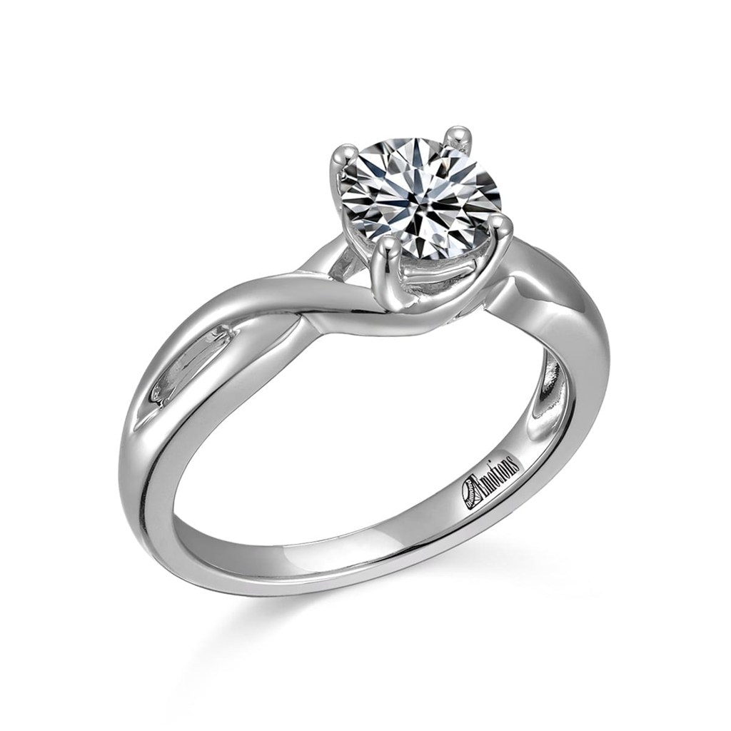 Unique Solitaire Engagement Ring Semi-Mount for Round or Princess Diamonds
