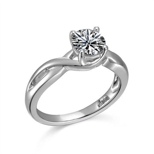 Unique Solitaire Engagement Ring Semi-Mount for Round or Princess Diamonds