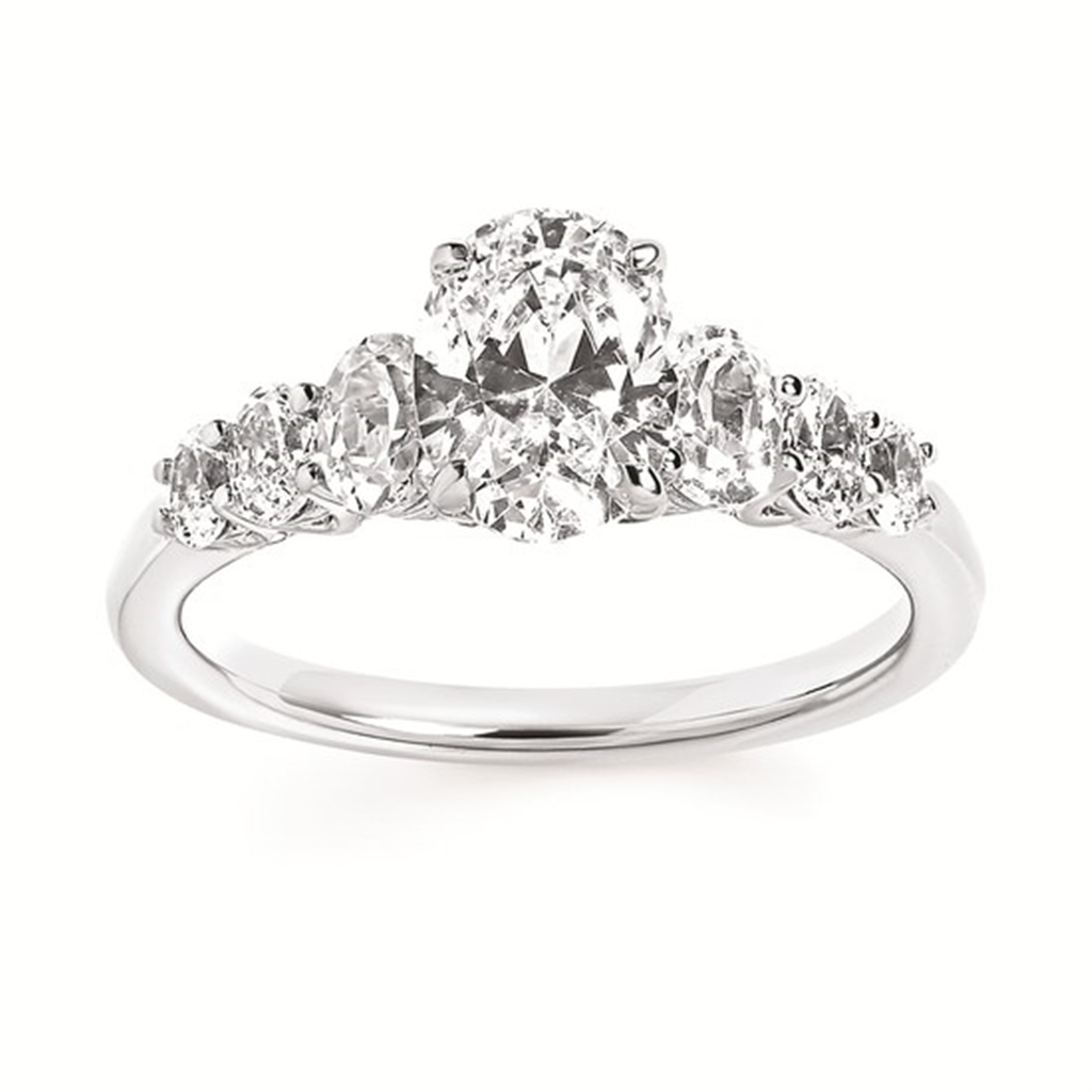 Classic Bridal: 5/8 Ctw. Diamond Semi Mount with 1 Ct. Oval Center Diamond in 14K Gold
