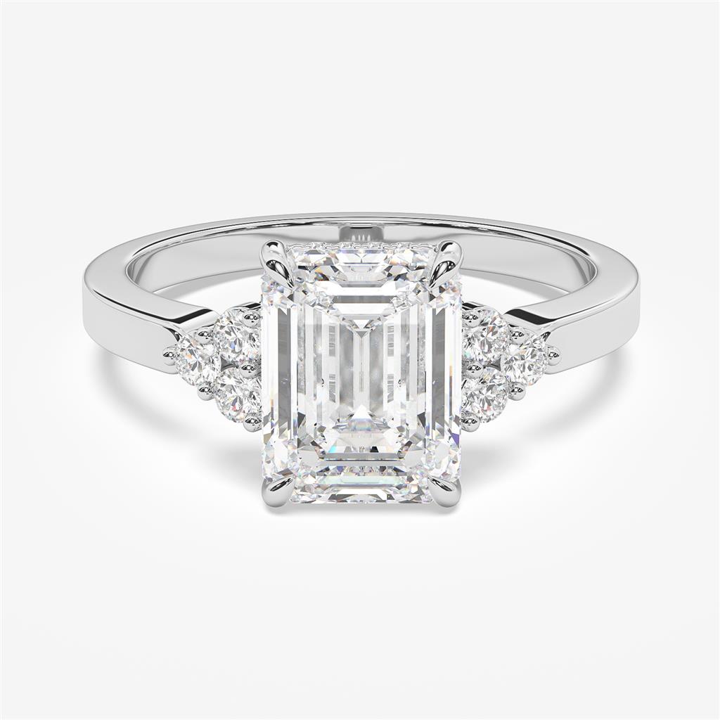 Side Cluster Engagement Ring with Hidden Halo and 1.9mm Wide Shank Semi-Mount
