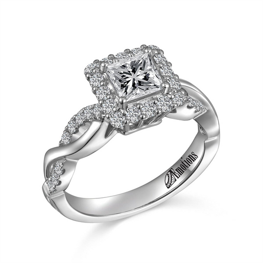 Twist Band Engagement Ring with .50Ct Diamonds