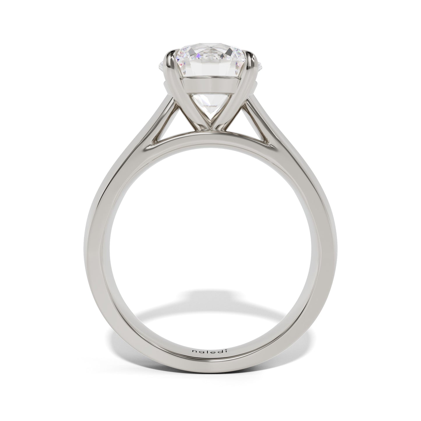 14K White Gold Cathedral Engagement Ring – Hidden Halo