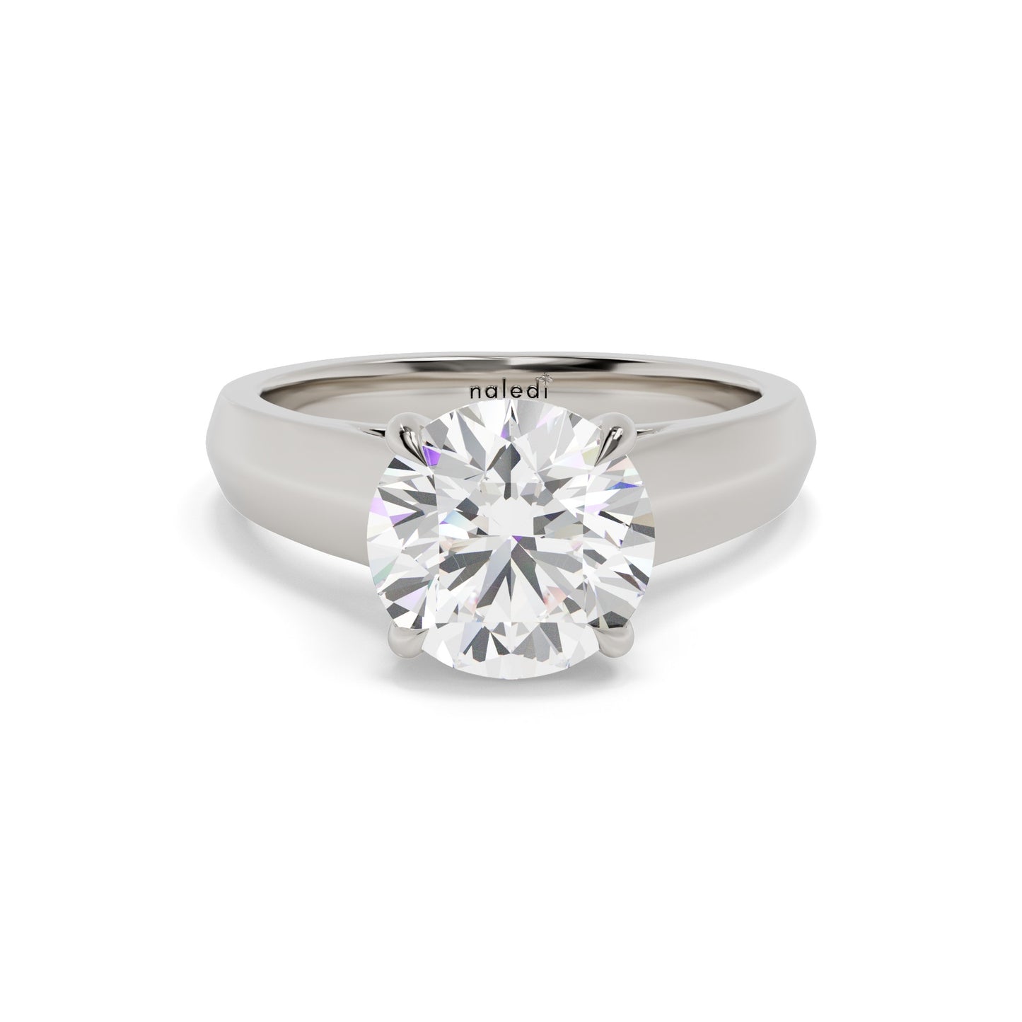 14K White Gold Cathedral Engagement Ring – Hidden Halo