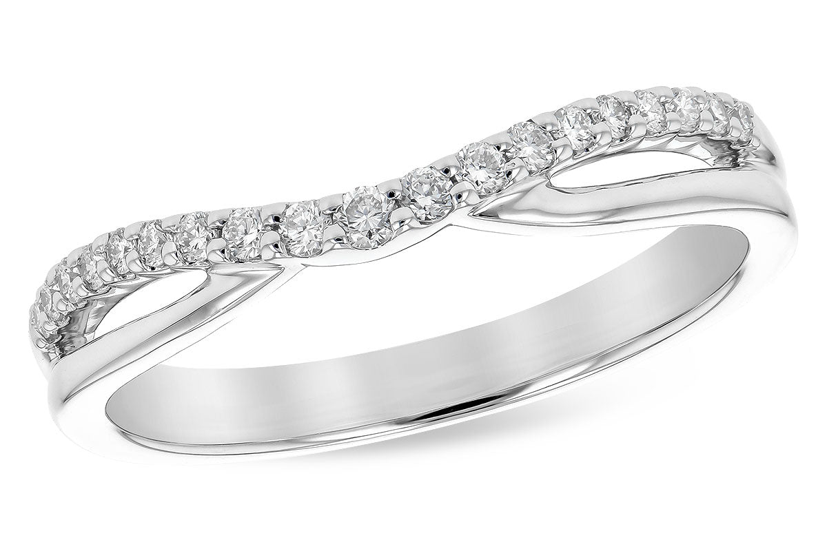 14K White Gold .17CTW Curved Double Diamond Band – Size 7