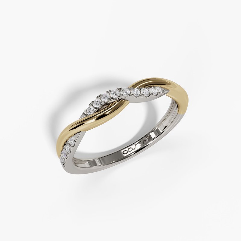 14K Two-Tone .12CTW Double Twist Diamond Band