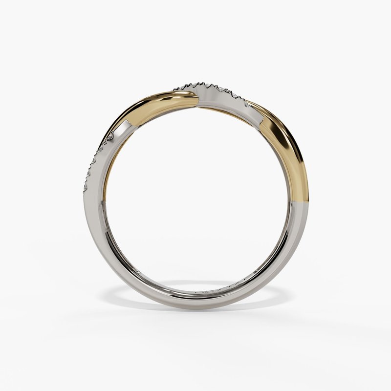 14K Two-Tone .12CTW Double Twist Diamond Band