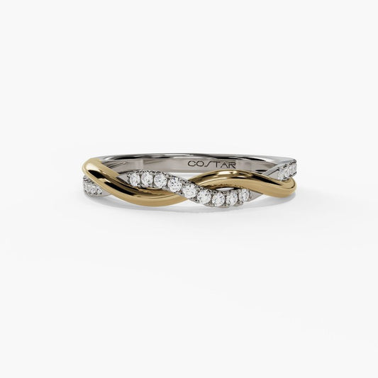 14K Two-Tone .12CTW Double Twist Diamond Band