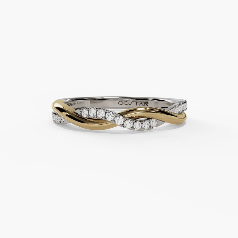 14K Two-Tone .12CTW Double Twist Diamond Band