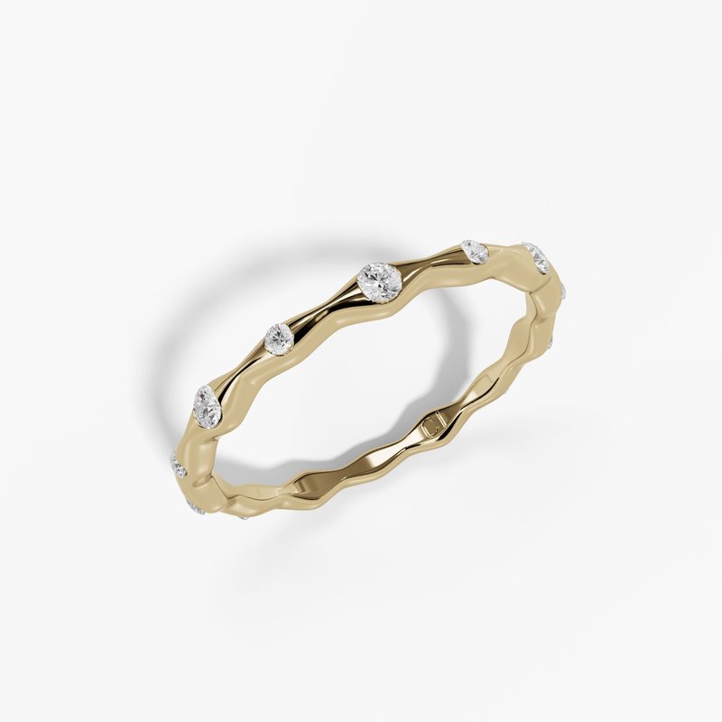 14K Yellow Gold .16CTW Scalloped Bezel-Set Diamond Band – Size 6