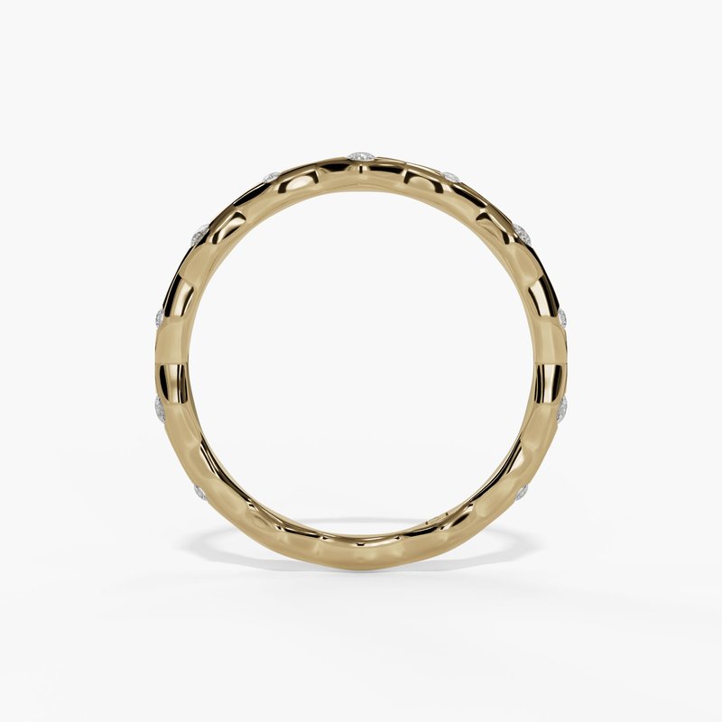 14K Yellow Gold .16CTW Scalloped Bezel-Set Diamond Band – Size 6