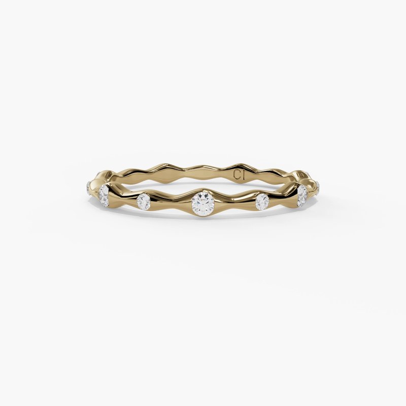 14K Yellow Gold .16CTW Scalloped Bezel-Set Diamond Band – Size 6