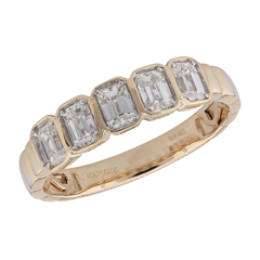 14K Yellow Gold .96CTW Emerald-Cut Diamond Bezel-Set Anniversary Band