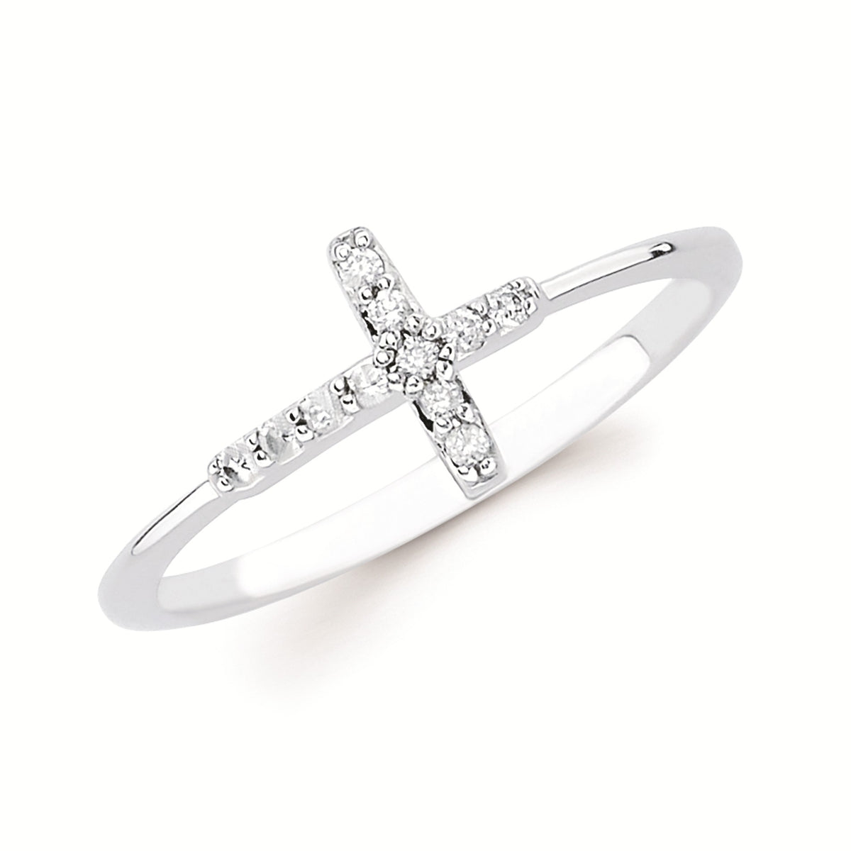14KWG .10CTW Diamond Cross Fashion Ring