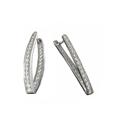 18KT Palladium White Gold V Hoop Earrings