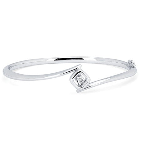 SS .05CTW Shimmering Diamonds Bangle Bracelet
